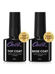 Set de 2 piezas de esmalte de uñas en gel CNICE 8ML base y top coat, que requiere curado con lámpara UV/LED, duradero y de larga duración, adecuado para realce de uñas DIY en el hogar o como regalo - Esmalte de uñas en gel esencial para mujeres, set de navidad