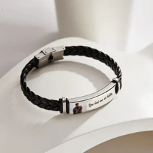 Men's Bracelet Custom Photo Engraved Leather Bracelet Best Commemorative Gift For Him Stylish,Fall Fashion,Vintage,Contracted,Simple,Punk Custom,Personalized,Unique Ideal Gifts For Him Boyfriend,Dad,Family,Friends,Son,Grandparents For Anniversaries,For Valentine's Day,For Birthdays,For Father's Day,For Graduation,For Daily Wear,For Prom Valentines,Customized Fashion Photo Bracelets,Vintage Outfit - Silver - View 2