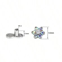 1pc 14G Flower Stud Collarbone Piercing, Fresh And Punk Body Jewelry Ins Style - Multicolor - View 2