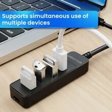 USB 3.0 Power Adapter 4 Port Multi USB Splitter Hub USB Hub 2.0 Type C HUB Multiple Expander High Speed For Computer Accessories - Black - View 3