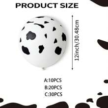10/20/30pcs Cow Printed Balloons, 12 Inch Funny Farm Animal Latex Balloons, Suitable For Yard Farmhouse Birthday Party Cowgirl Party Decoration - Multicolor - View 10