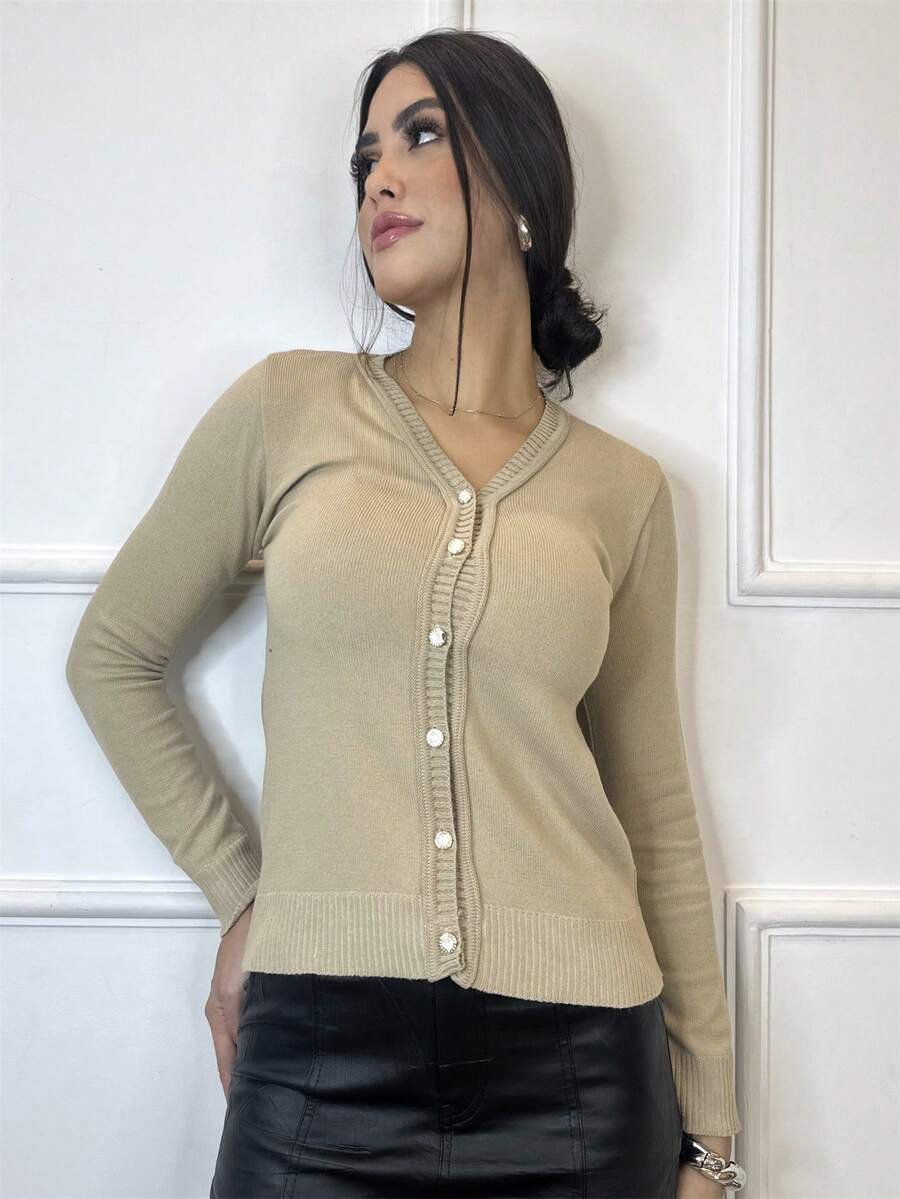 Women Cardigans - Màu be - Xem 1