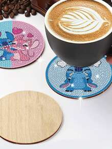 Set de 6 posavasos para pintura de diamantes, Set de posavasos de arte de pintura de diamantes de dibujos animados DIY para taza de café/bebida