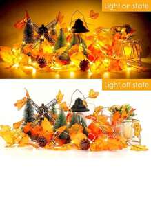 秋季家居装饰感恩节装饰点亮秋季花环，共 19.7 英尺 40 个 LED，秋季装饰感恩节万圣节装饰枫叶串灯适用于室内房间秋收，以实物为准 - 橘色 - 查看 6