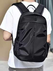 Waterproof Nylon Men's Backpack For Students And Travelers School Backpack Back To School Commute Book Bag Large Capacity School Bag For Books - Black - View 10