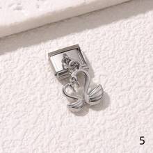 1/5/10 piezas Surtido de dijes encantadores en forma de mariquita, donut, cisne, tacón alto, estrella y helado, serie de dijes modulares italianos para brazalete, accesorios de joyería - Manualidades de joyería DIY