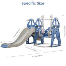 Toddler Slide And Swing Set 4 In 1 Toddler Playground With Swing Slide Climber And Basketball Baby Slide For Boys And Girls Backyard Playsets For Kids Indoor And Outdoor - Blue - View 2