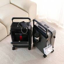 24 英寸宽手柄行李箱，带前开口、后瓶架、20 英寸铝合金拉杆箱、学生旅行密码锁箱和学校书包，学校配件学校用品