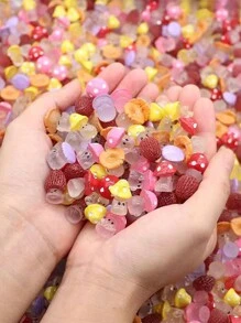 30入組迷你樹脂卡通風格野生蘑菇雕像，創意微景觀裝飾，苔蘚和綠色植物DIY室外花園裝飾 - 彩色 - 查看 1