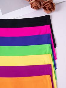 7pcs Women's Seamless Low Waist Solid Color Triangle Panties, Assorted Colors