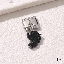 1/5/10 piezas Surtido de dijes encantadores en forma de mariquita, donut, cisne, tacón alto, estrella y helado, serie de dijes modulares italianos para brazalete, accesorios de joyería - Manualidades de joyería DIY