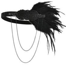 D EXCEED 1PC 1920s Women's Chain Decoration Imitation Feather Headband Ball Headband Halloween Dance Costume Accessories Gifts For Mothers And Teachers - Multicolor - View 11