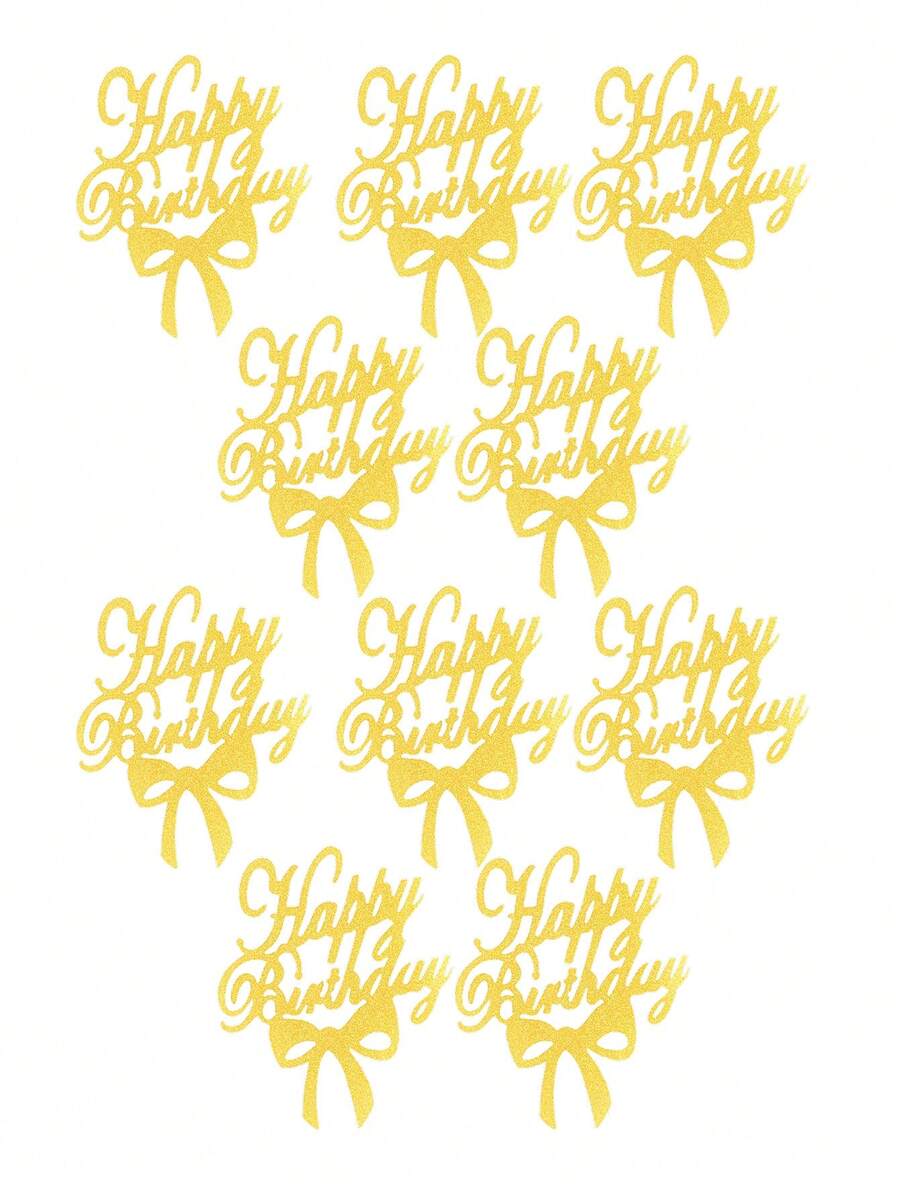 10/20pcs Birthday Cake Topper Set, DoubleSided Glitter, Happy Birthday