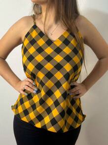 Women Blouses - Yellow Chess - View 2