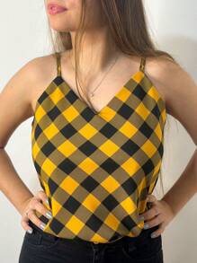 Women Blouses - Yellow Chess - View 3
