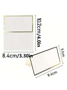 50/100入組/個具有金箔邊框的座位卡,座位卡座,桌面標誌支架,用於中心裝飾,婚禮,聚會,生日照片攝影支架 - 白色 - 查看 4