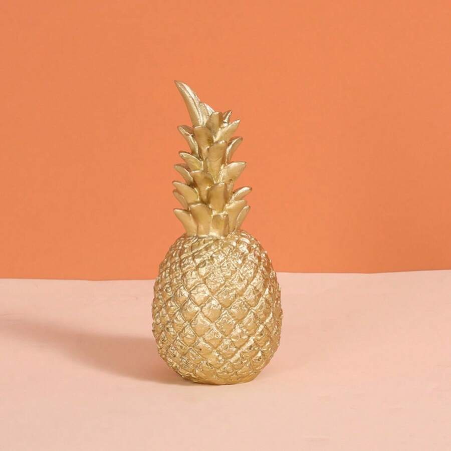 1pc Luxury Golden Pineapple Decoration, Resin Craft For Living Room, Model House, Entryway - Gold - View 1