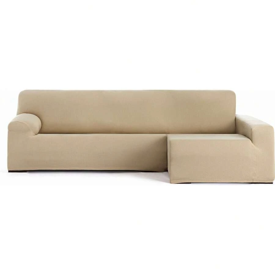 Eysa | Housse de Canapé Méridienne Bras Long Droit avec Tissu Biélastique Extra Doux au Toucher - Housse de Fauteuil en Tissu pour un Ajustement Parfait Ne Glisse Pas - Housse de Fauteuil 100% Fabriquée en Espagne - Beige - Voir 1