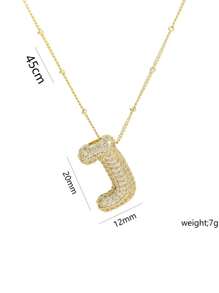 1 Peça de Novo Colar de Pingente de Letra A-Z com Micro Pavé de CZ de Luxo, Colar de  de Letra de Nome Inicial masculino e feminino, eletroplatedo com ouro de 18k.