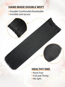 1pc 24 Inch/40 Inch One Piece Synthetic Heat Resistant Clip In Hair Extensions Black Extra Long Straight Hair 5 Clips Hair Extensions Ponytail Extension Heat Resistant Fiber For Ladies Girls For Women Suitable For Various Occasions Including Music Festivals, Parties, Cosplay, Holidays And Christmas New Year Gifts - Black - View 4