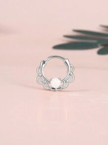 CIZME 1 件 16G 10 毫米可点击鼻中隔环铰链鼻中隔环不锈钢铰链鼻环女式蛋白石 CZ 耳甲软骨环耳环可点击鼻中隔珠宝铰链环鼻环唇轮耳屏穿孔珠宝 - 銀色 - 查看 14