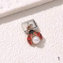1/5/10 piezas Surtido de dijes encantadores en forma de mariquita, donut, cisne, tacón alto, estrella y helado, serie de dijes modulares italianos para brazalete, accesorios de joyería - Manualidades de joyería DIY