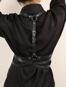 1 Máy Tính Nữ Có Thể Điều Chỉnh Da PU Màu Đen Dây Nịt Dây, Punk Phong Cách Kiến Trúc Gothic Hàng Ngày Quần Áo Phụ Kiện Cho Tiệc Lễ Hội - màu đen - Xem 2