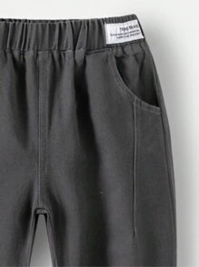 Young Boys' Letter Embroidery Insert Pocket Tapered Casual Pants, Summer