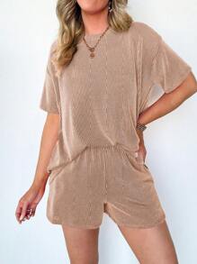 Women Two-Piece Outfits - 卡其色 - 查看 4