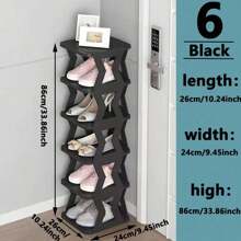 1 set Multi-Layer DIY Scaffale per scarpe, Scaffale per scarpe da bagno, Organizzatore per scarpe salvaspazio per soggiorno, Scaffale per scarpe montato sulla porta per l'ingresso. - nero - Visualizzare 12