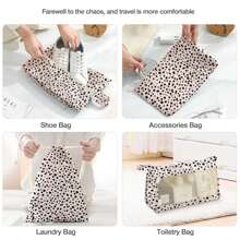 8pcs Travel Packing Cubes Set,Travel Portable Clothes Storage Bags, Compression Storage Shoe Bag, Clothing Underwear Bag, Luggage Packing Organizers,Pack Your Luggage With Ease ,Travel Essential Accessories - 豹紋 - 查看 5
