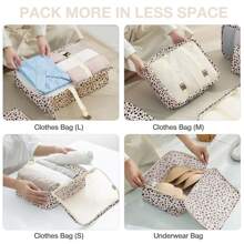 8pcs Travel Packing Cubes Set,Travel Portable Clothes Storage Bags, Compression Storage Shoe Bag, Clothing Underwear Bag, Luggage Packing Organizers,Pack Your Luggage With Ease ,Travel Essential Accessories - 豹紋 - 查看 4