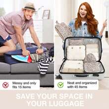 8pcs Travel Packing Cubes Set,Travel Portable Clothes Storage Bags, Compression Storage Shoe Bag, Clothing Underwear Bag, Luggage Packing Organizers,Pack Your Luggage With Ease ,Travel Essential Accessories - 豹紋 - 查看 7
