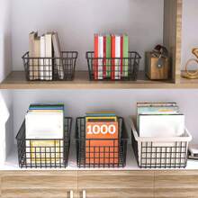 1pc/2pcs Rose Gold Storage Basket Cloth Desktop Snack Iron Storage Basket - Multicolor - View 6