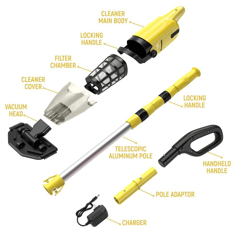 Cordless Pool Vacuum,Handheld Rechargeable Pool Cleaner With Running