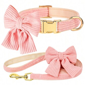Conjunto de collar de mascota ajustable de nylon con lazo y correa, collar lindo para Chihuahua, Teddy, perros pequeños y medianos