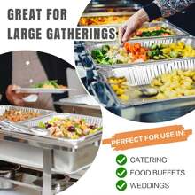 Gói 25 khay nhôm dùng một lần 9x13 khay nướng có nắp nhôm, khay giấy bạc dùng cho lò nướng cỡ nửa có nắp đậy, khay giấy bạc siêu bền để hâm nóng, rang, nấu ăn, bảo quản thực phẩm, dùng cho bữa tối Lễ Tạ ơn, Halloween, Giáng sinh, làm quà tặng gia đình - Bạc - Xem 5