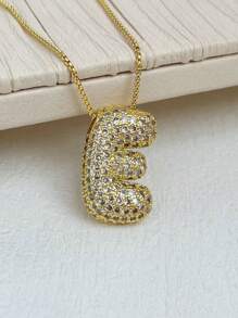 1 Peça Novo Colar de pingente de letra A-Z 26 CZ Exagerado Grande Estilo Hip-Hop de Luxo, Colar de corrente em aço inoxidável com banho de ouro 18K para homens e mulheres com nome ou inicial.