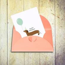 1 pieza Tarjeta de felicitación creativa de cumpleaños personalizada con bendición festiva que se puede escribir a mano en sobre, set de tarjetas emocionales para expresar sentimientos, pequeña tarjeta de regalo para amigos, colegas, padres, cónyuges, tarjeta de cumpleaños divertida, pequeña tarjeta comercial plegable, tarjeta de motivación positiva, tarjeta de recuperación, tarjeta de agradecimiento, tarjeta de felicitación de cumpleaños con dibujo de perro salchicha, Navidad