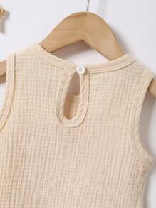 Baby Boy Fashionable Casual Summer Set Of Textured Fabric Pocketed Vest & Shorts