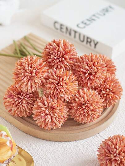 8/16pcs Artificial Chrysanthemum Ball Flowers Dandelion Hydrangea Arrangement Bouquet Present For Friends Bridal Wedding Bouquet Decor For Home Office Coffee House Party Wedding Decoration