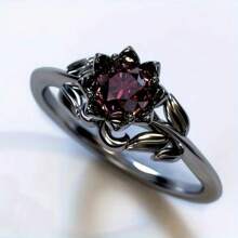 Anillo con flor incrustada de circonita cúbica para mujer, anillo de compromiso/boda, vintage, minimalista, personalizado, anillo de pareja para San Valentín, mamá, madre, Día de la Madre, regalo
