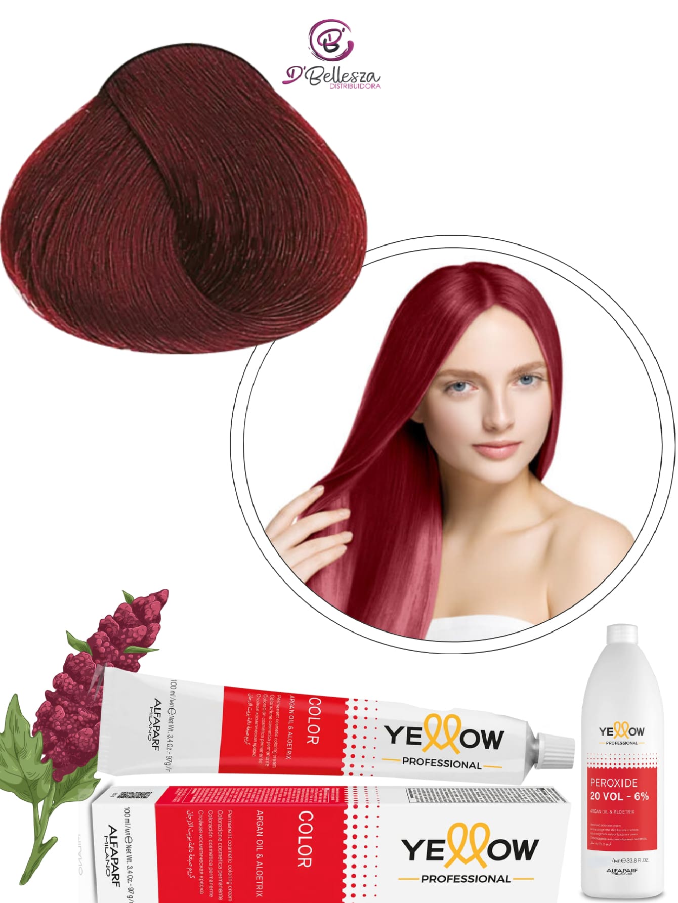 Yellow Alfaparf Tinte Profesional 100ml + Peróxido tono a Elegir - 5.66S CASTAÑO CLARO ROJO SUPER INTENSO - Ver 1