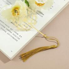 1入組金屬植物葉脈書籤，復古文學中空四季植物設計，適合做為老師和學生的禮物，金屬書籤 - 金色 - 查看 4