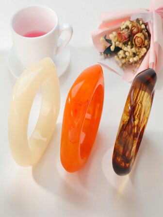 1 件糖果大理石图案，半透明亚克力手链，不对称方形手镯，波西米亚风格，时尚优雅夸张百搭，非常适合送礼、休闲度假和日常约会。