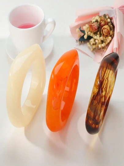 1 件糖果大理石图案，半透明亚克力手链，不对称方形手镯，波西米亚风格，时尚优雅夸张百搭，非常适合送礼、休闲度假和日常约会。