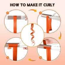 10入組公主風多色條紋合成纖維髮片夾，彩虹色，22英寸，適合美容和個人使用 - 漸層紅色 - 查看 6