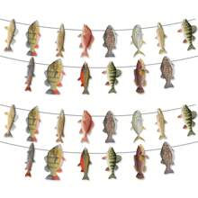 14 sztuk/worek papierowy baner w kształcie ryby dla entuzjastów tematyki wędkarskiej, artykuły dekoracyjne na scenę wędkarską, Boże Narodzenie