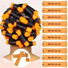 20pcs Orange Perm Rods Set For Natural Hair, Plastic Cold Wave Rods, DIY Hair Styling Tools For Women - Orange - View 1