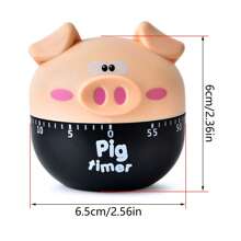 Timer meccanico a forma di maiale, conto alla rovescia 60 minuti, promemoria per la cucina, cottura, regalo pratico e facile da usare